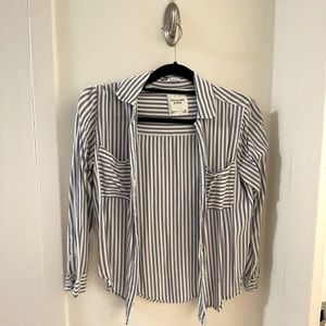 Abercrombie & Fitch Oversized “boyfriend” blue and white pinstripe button up